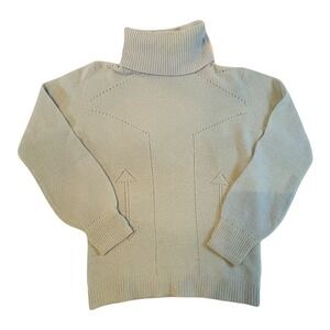 Kitty Hawk Light Blue Lambswool Angora Pointelle Turtleneck Sweater Women Medium